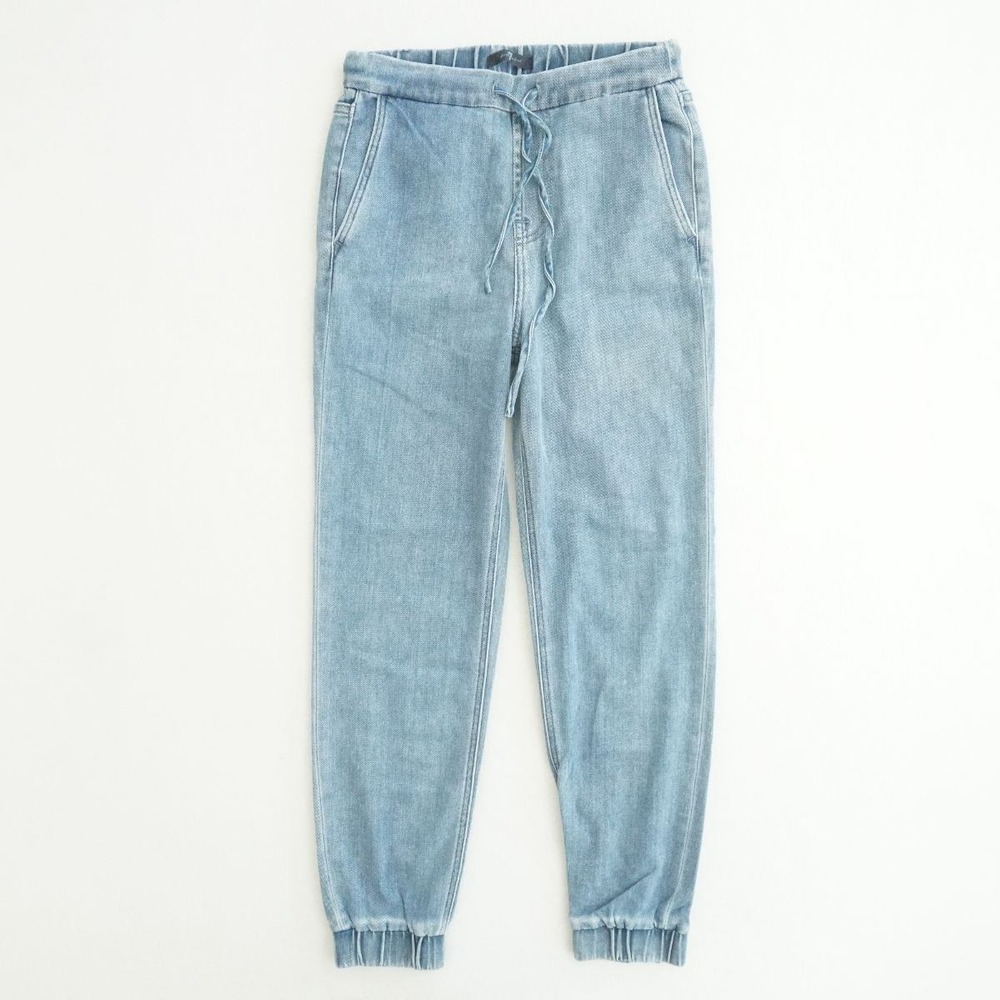 7 For All Mankind Denim Joggers Womens Size 24 Light Wash Drawstring Pull On